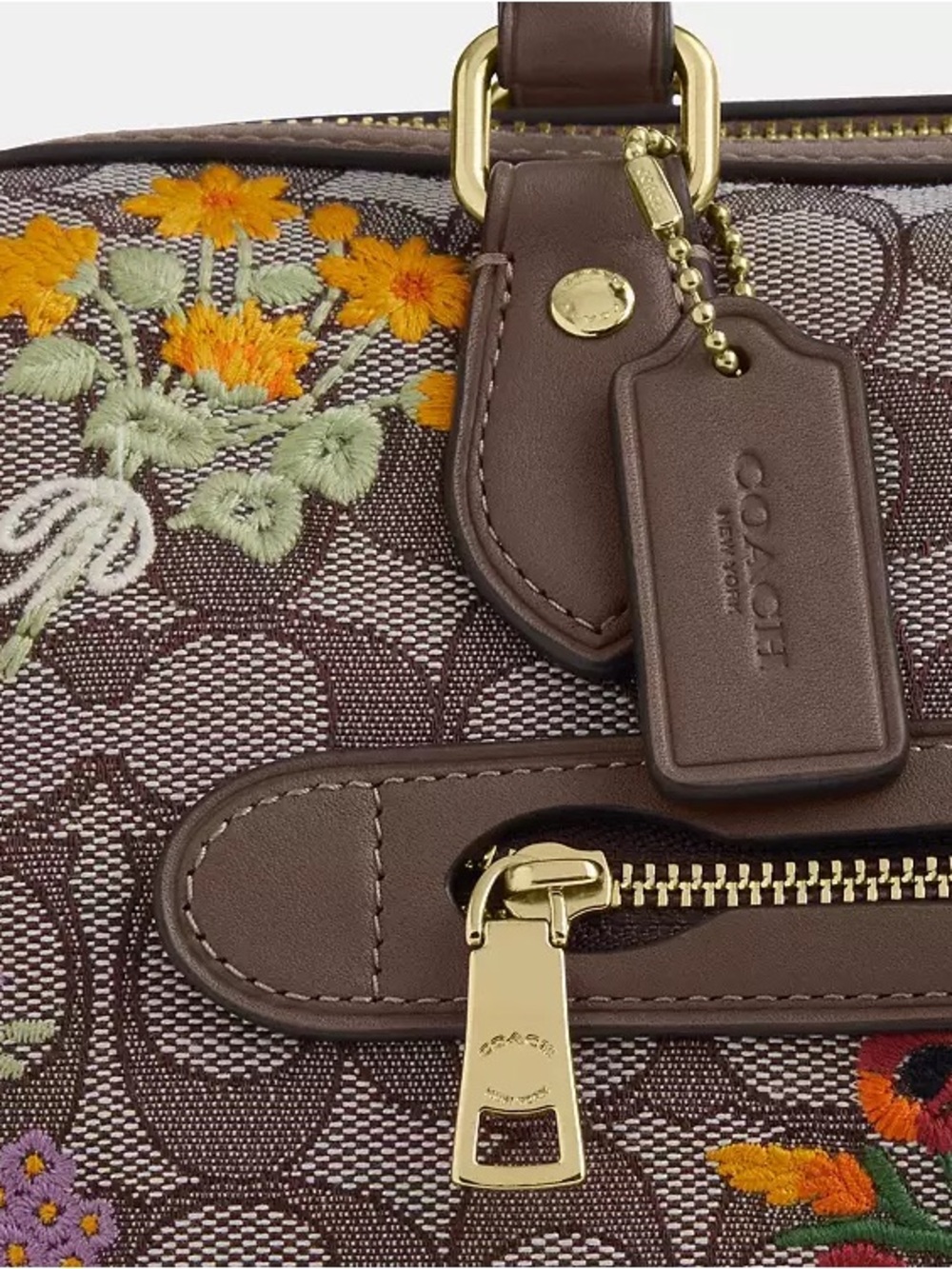 NWT!COACH Rowan Satchel Bag In Signature Jacquard With Floral Embroidery(CDZ01) - Picture 13 of 16